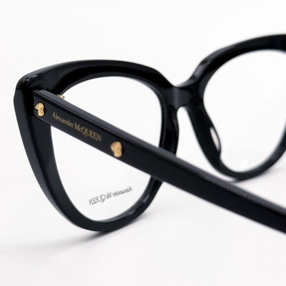 NEW ALEXANDER MCQUEEN EYEGLASSES AM0253O 001 CAT EYE BLACK WOMEN EYEWEAR - Picture 5 of 9